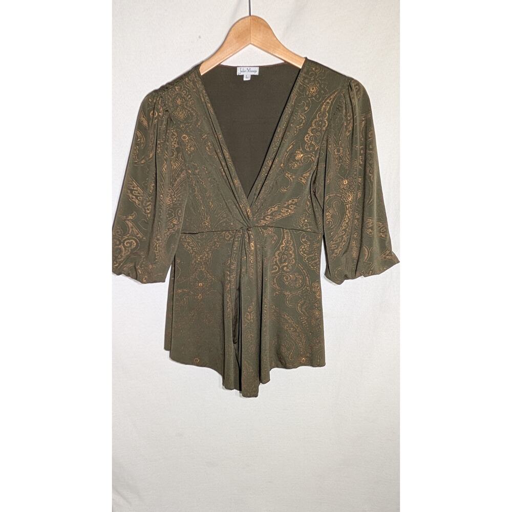Julie Mango Womens Blouse Top Sz L Peasant Festival‎ Renaissance fairy Boho